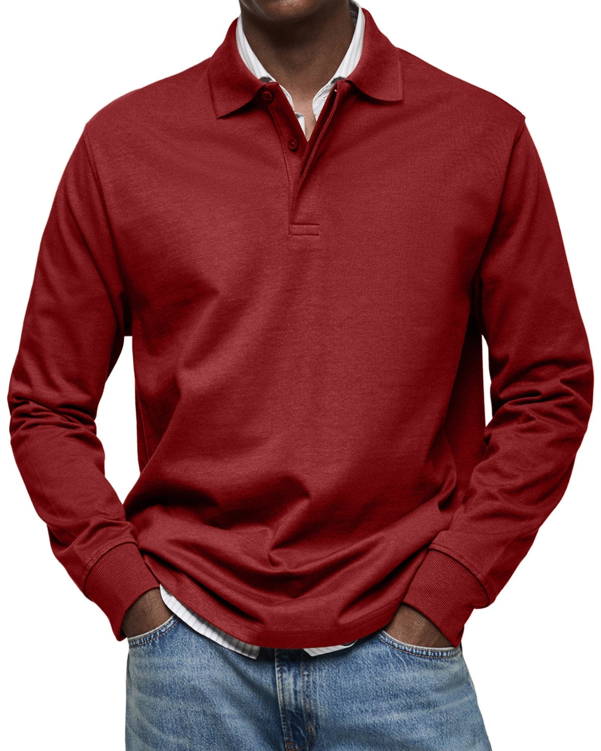 Men's classic long sleeve polo shirt, view 10