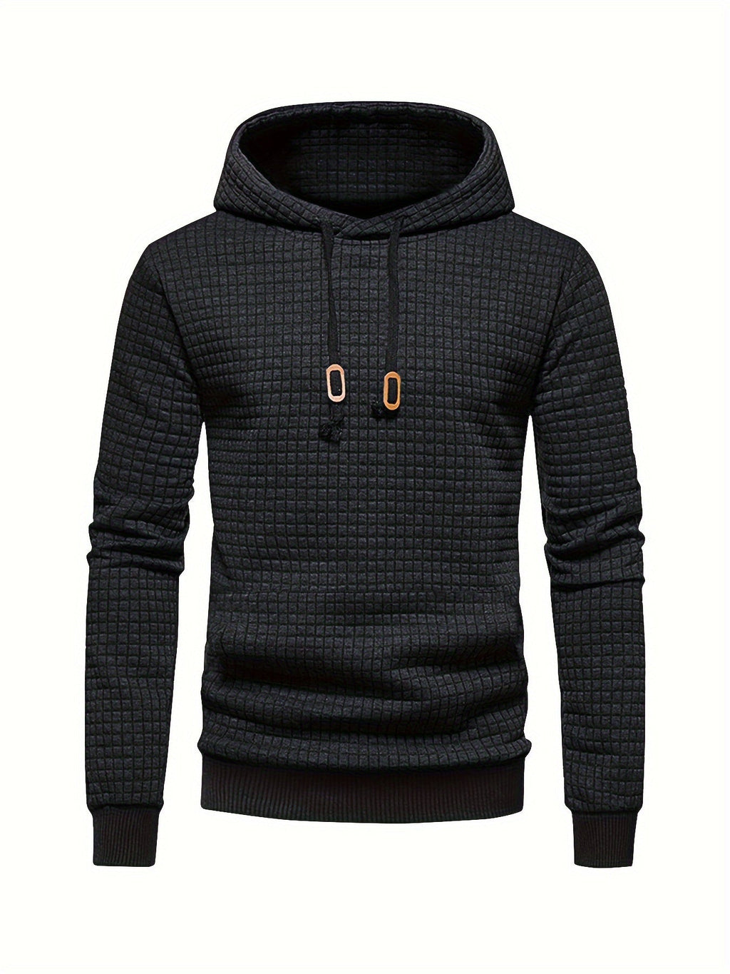 Men's waffle textured hooded pullover, view 8