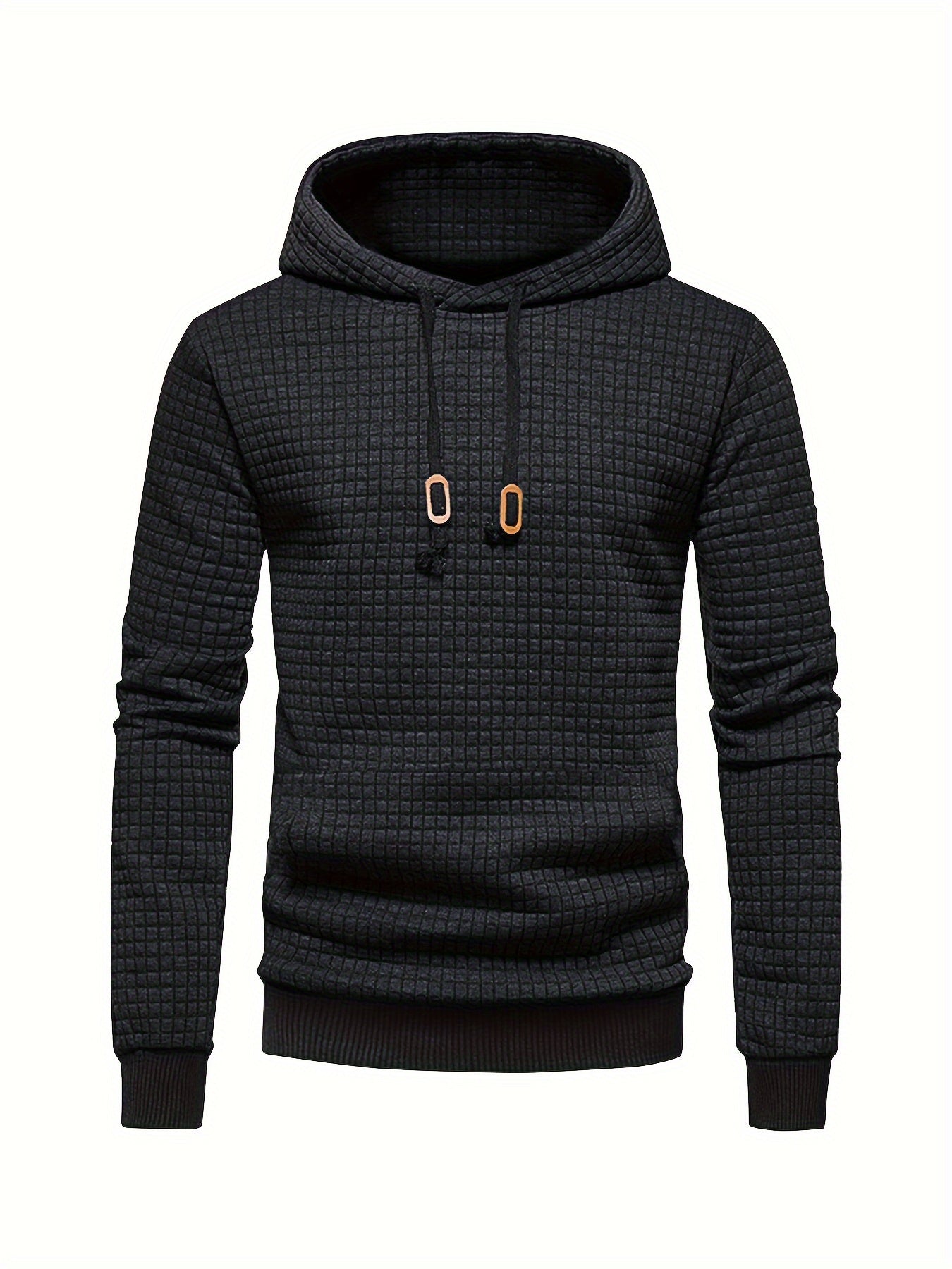 Men's waffle textured hooded pullover, view 8