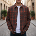Men's checked flannel long sleeve shirt