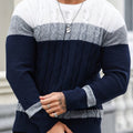 Men's colour block cable knit crew jumper, view 11