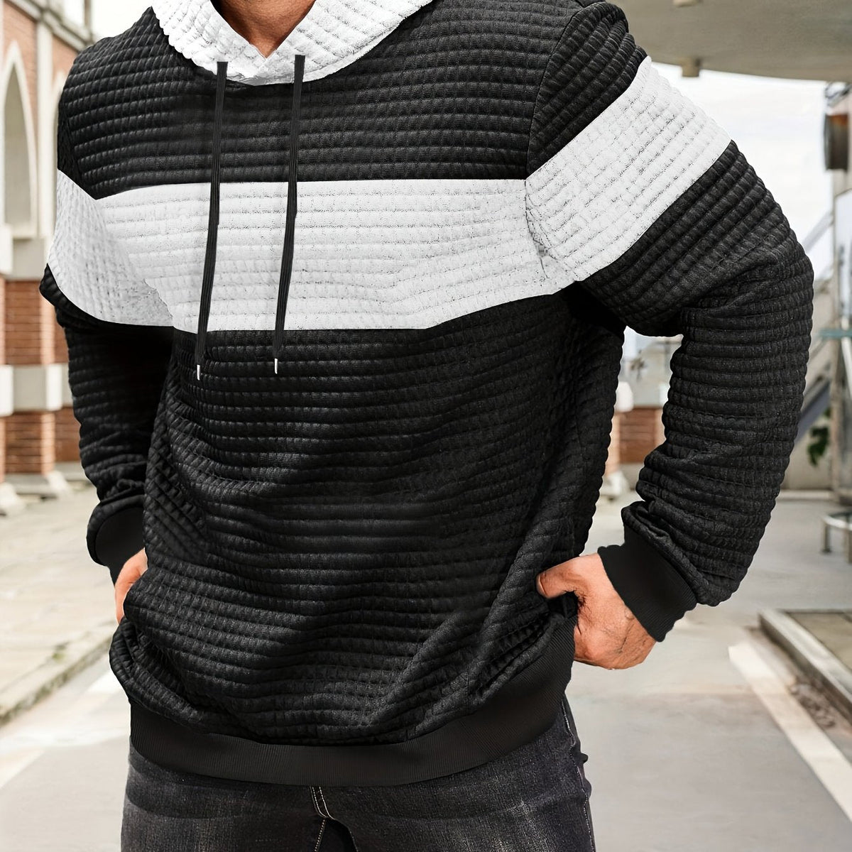Whitfield | Colour Block Textured Hoodie