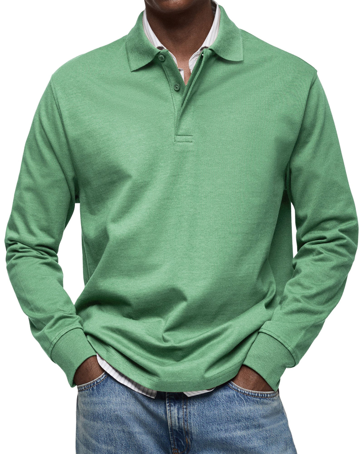 Men's classic long sleeve polo shirt, view 6