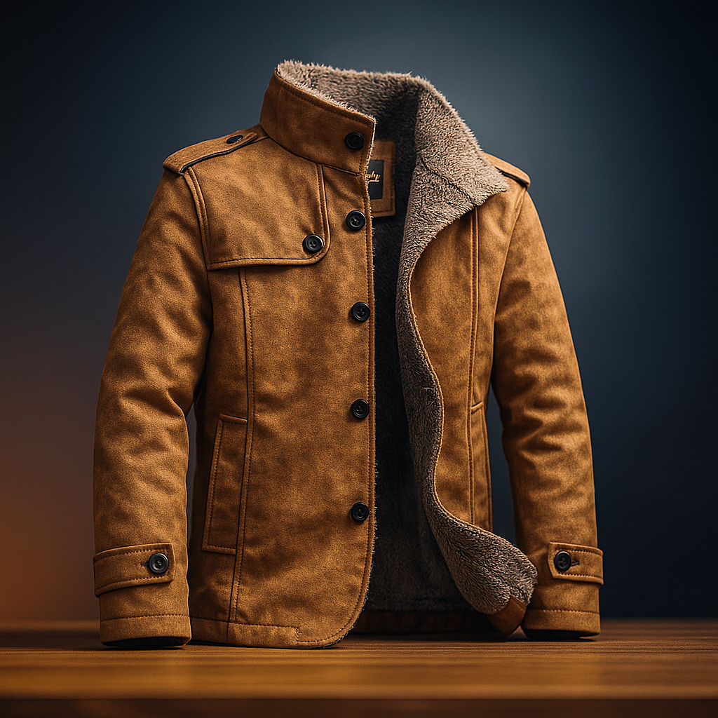 Men's suede tailored winter coat, view 7