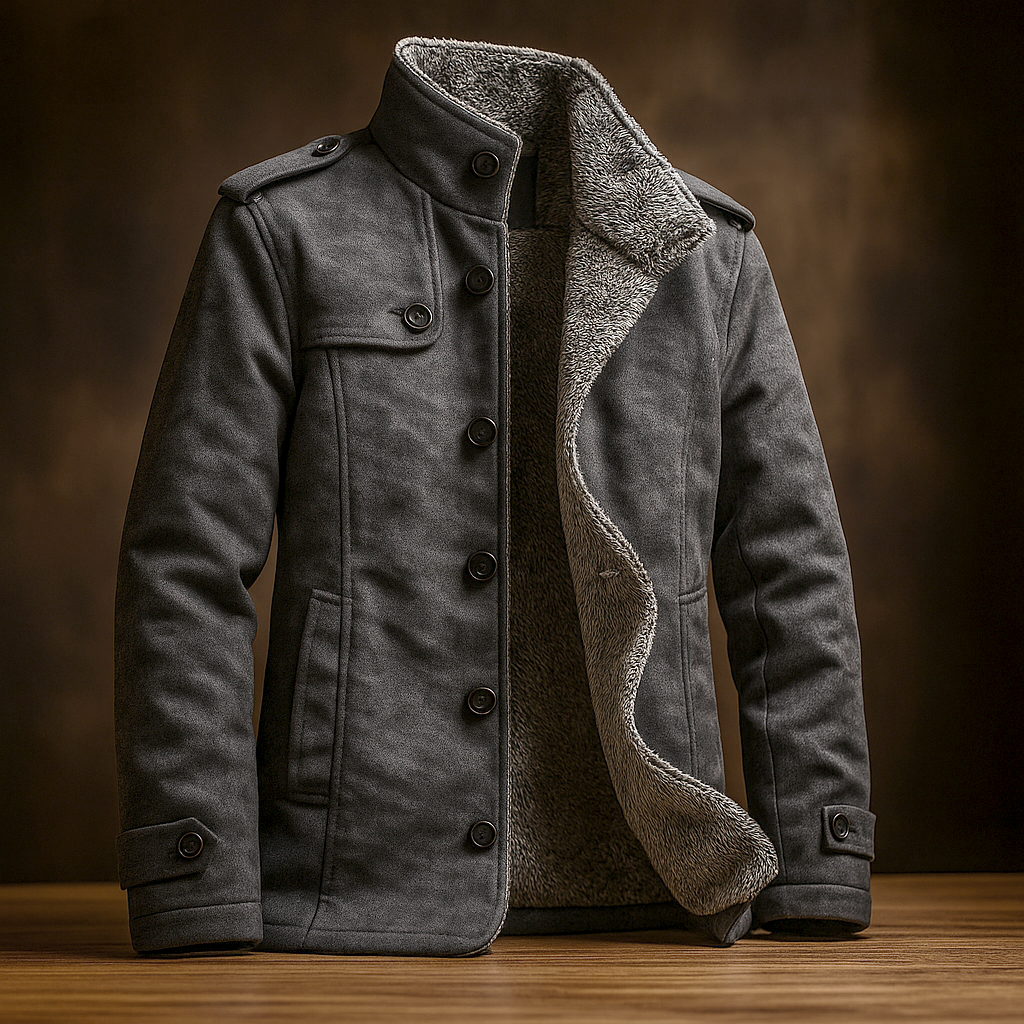 Men's suede tailored winter coat, view 8