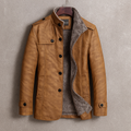 Men's suede tailored winter coat, side view