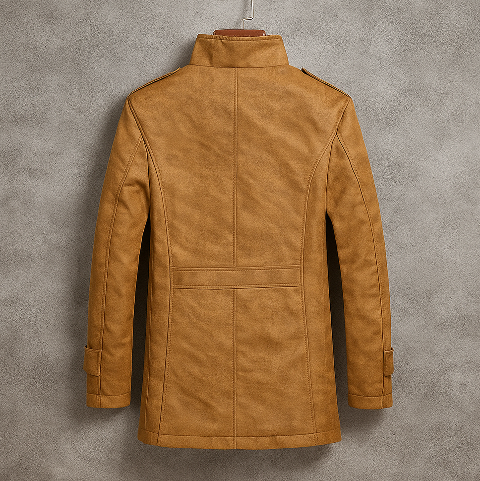 Men's suede tailored winter coat, detail