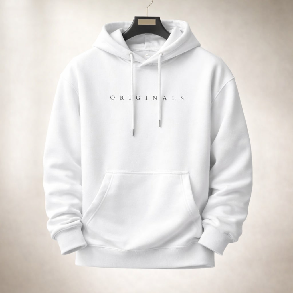 Men's relaxed everyday pullover hoodie, detail