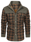 Men's faux fur lined check flannel jacket, view 11