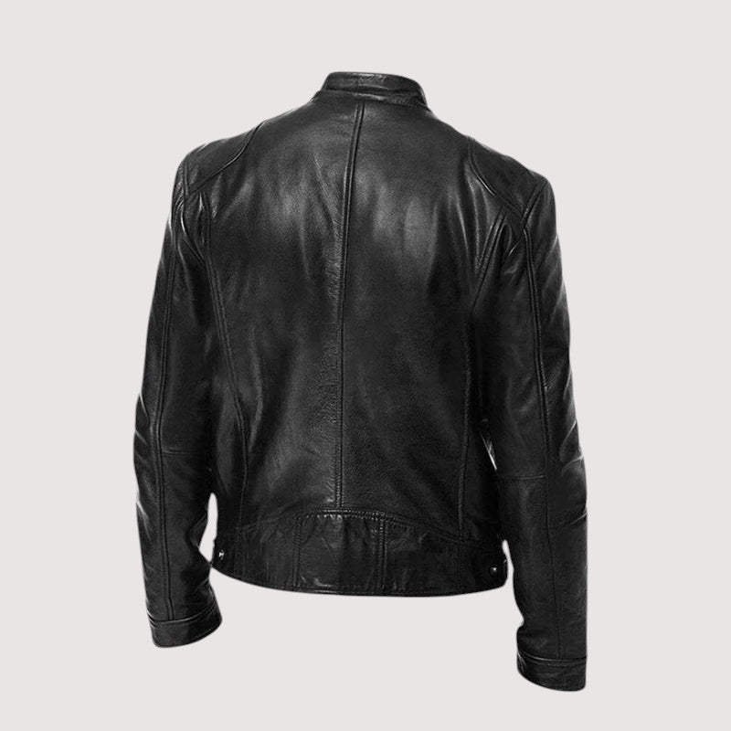 Men's classic leather zip jacket, view 7