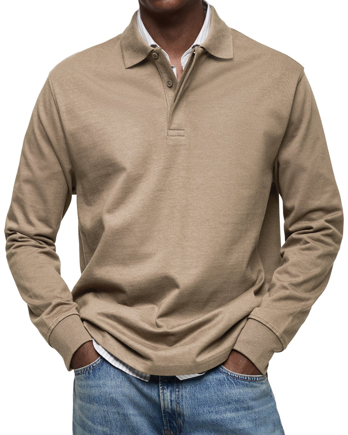 Men's classic long sleeve polo shirt, view 7