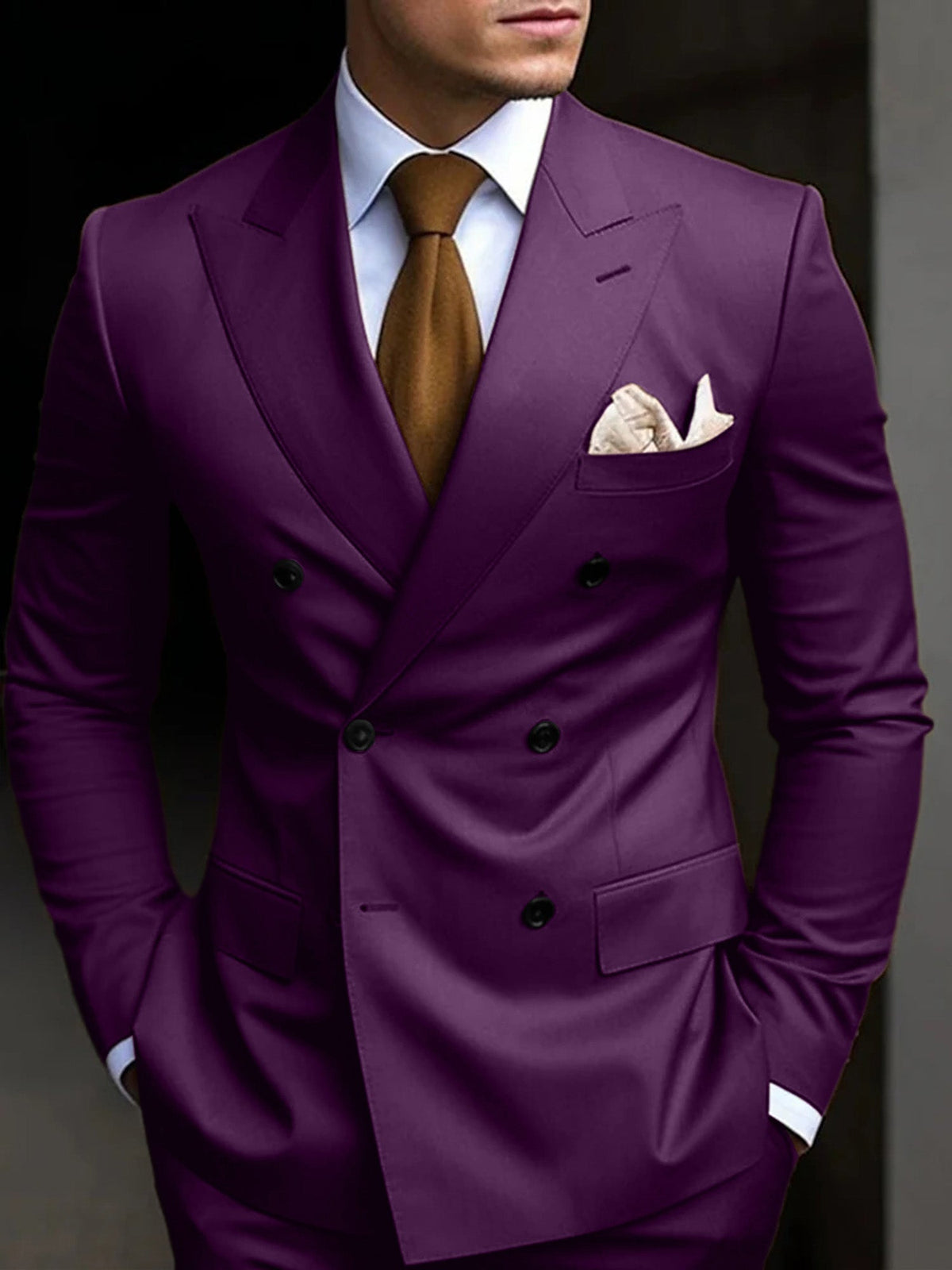 Men's double breasted two piece suit, view 5