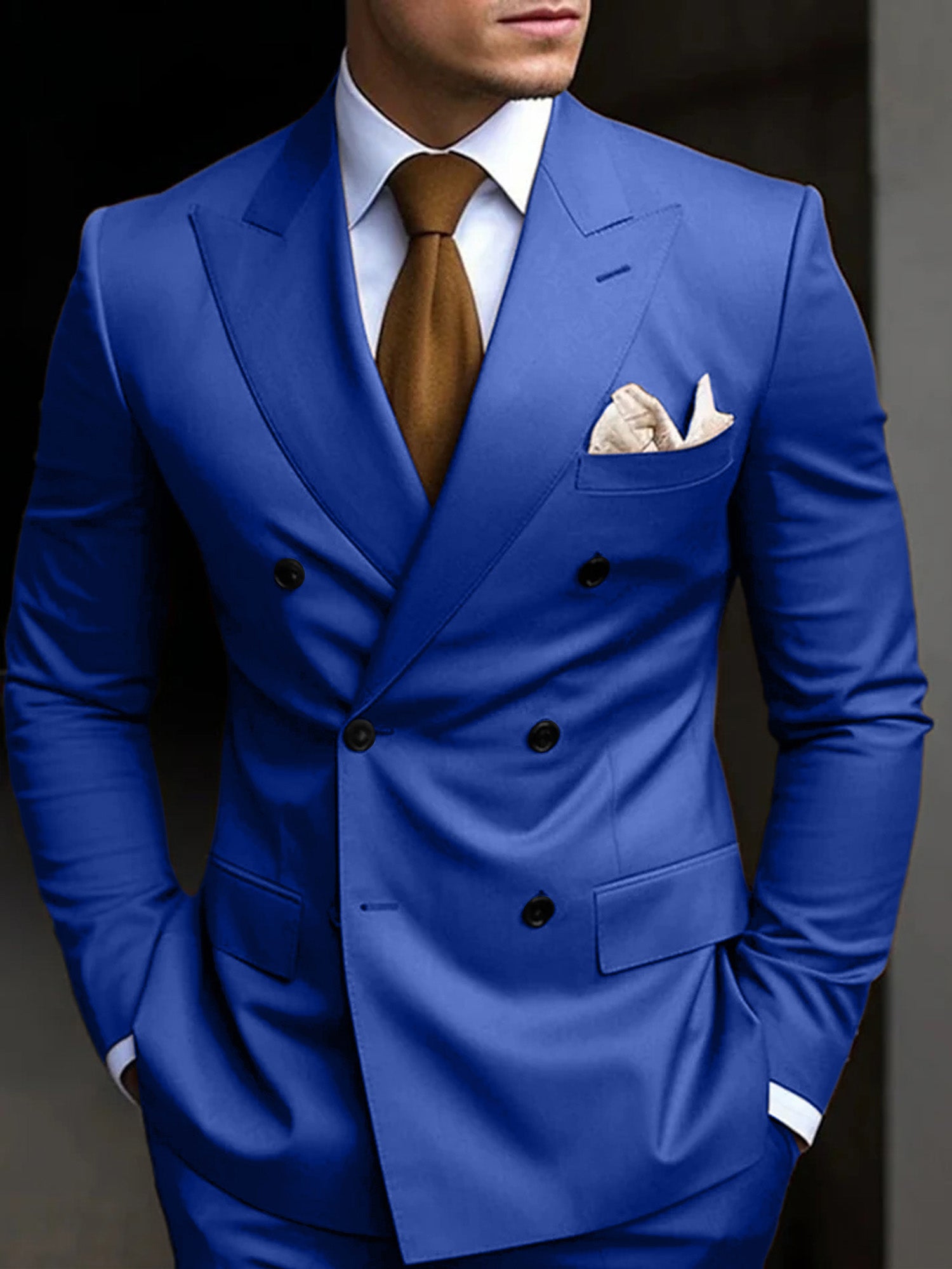 Men's double breasted two piece suit, view 6