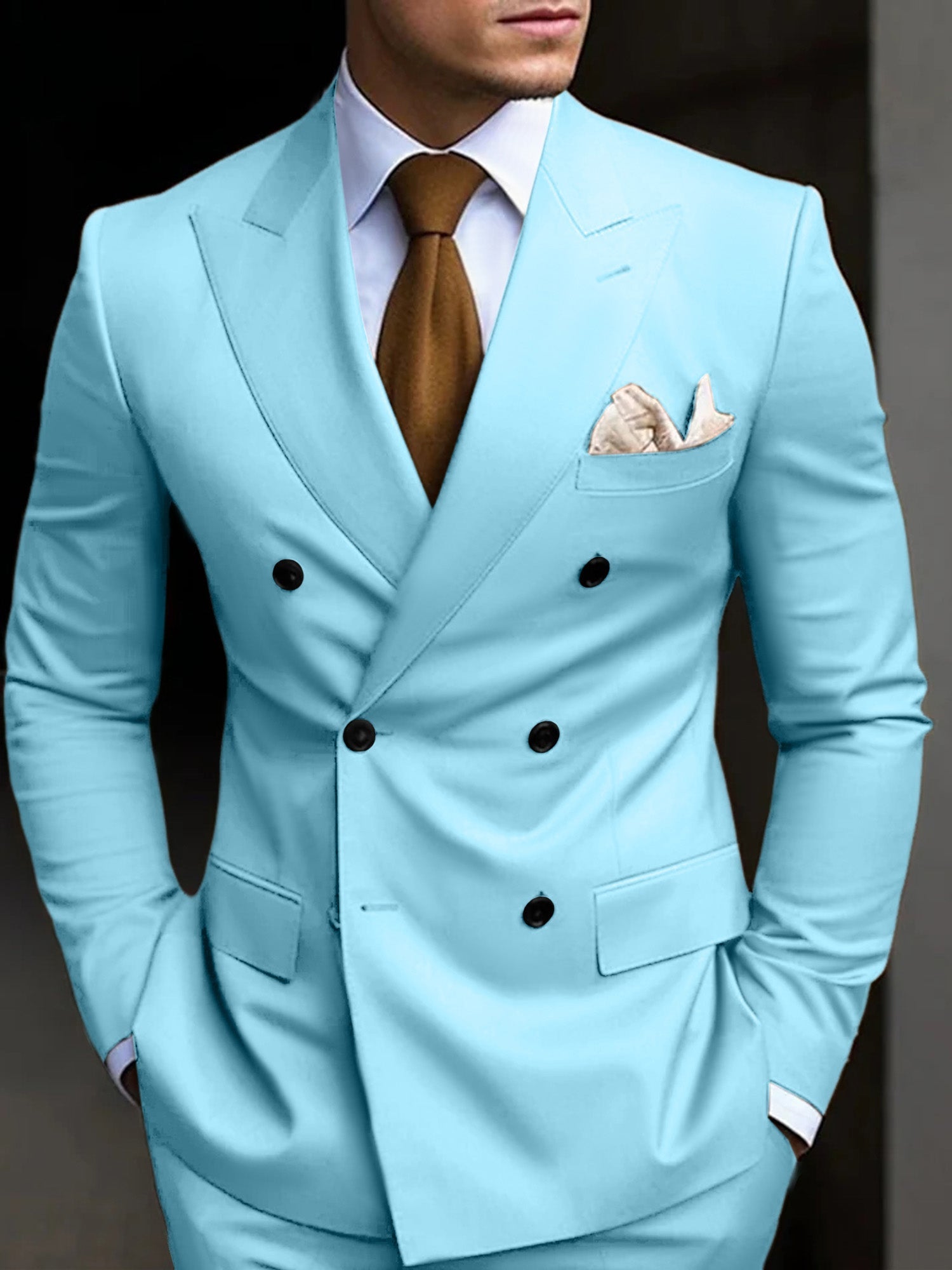 Men's double breasted two piece suit, view 7
