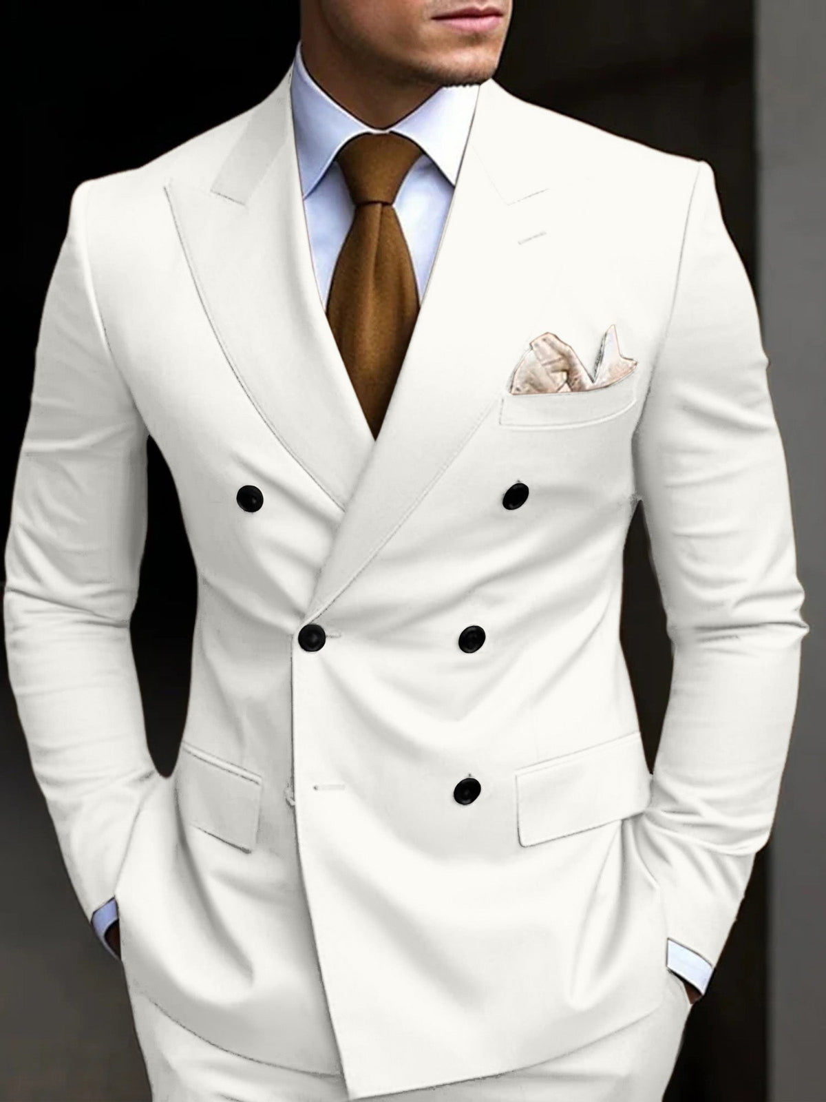 Men's double breasted two piece suit, view 8