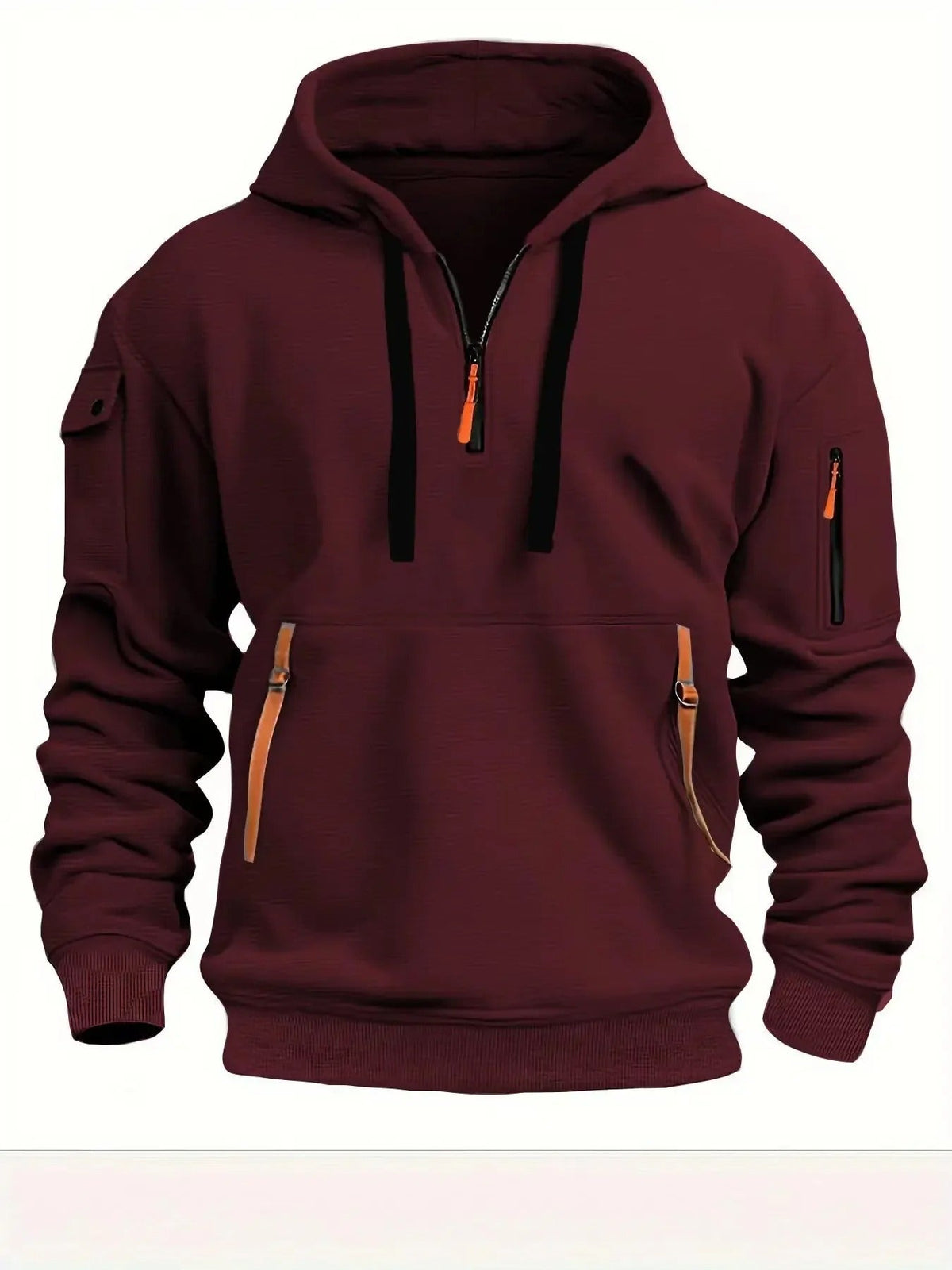 Men's half zip hoodie with zip pockets, view 5