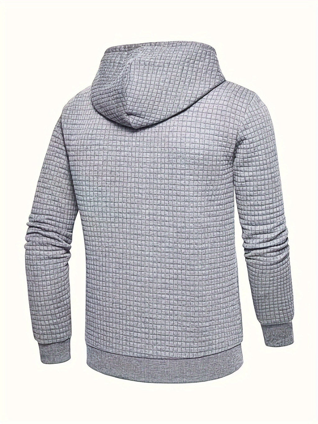 Men's waffle textured hooded pullover, view 5