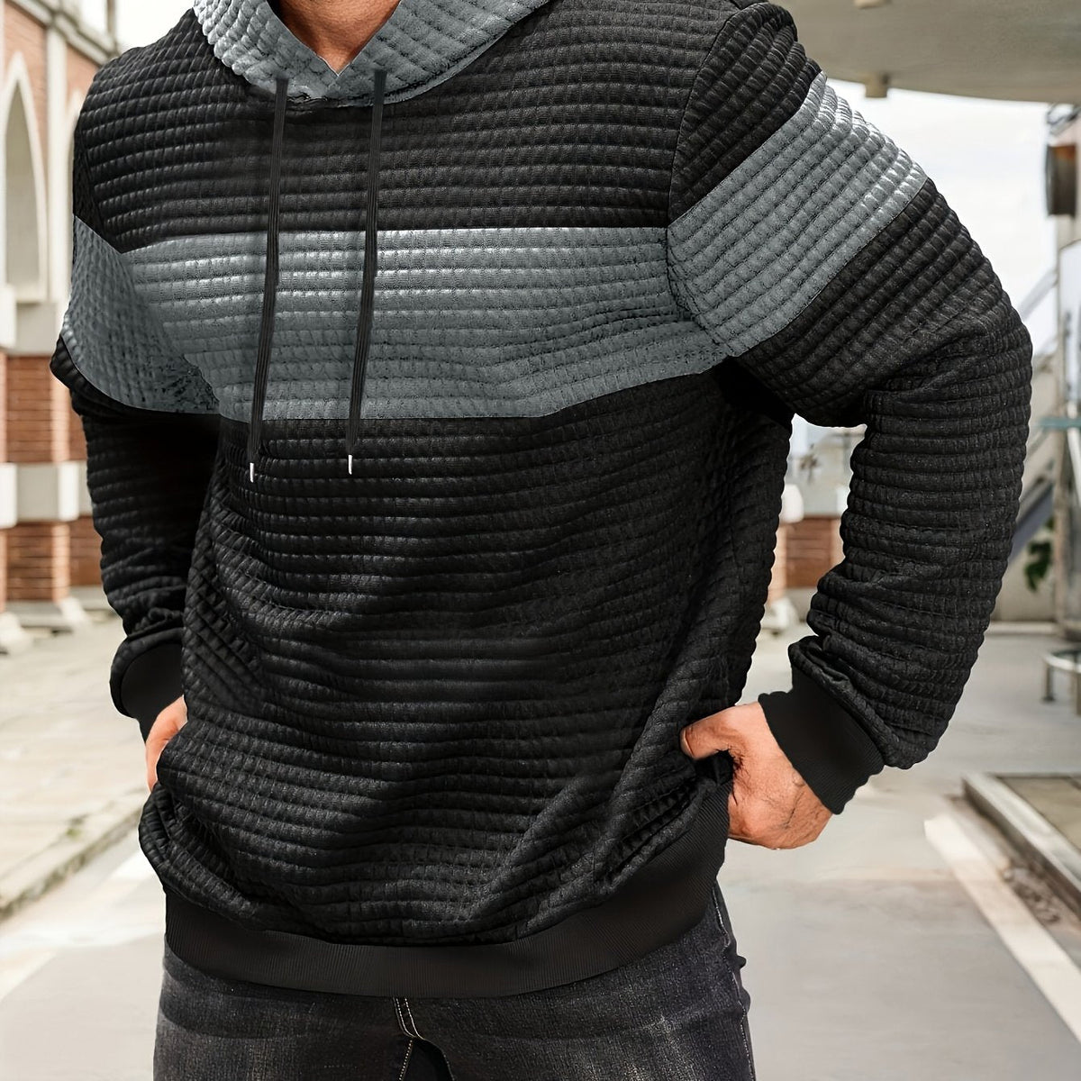 Whitfield | Colour Block Textured Hoodie