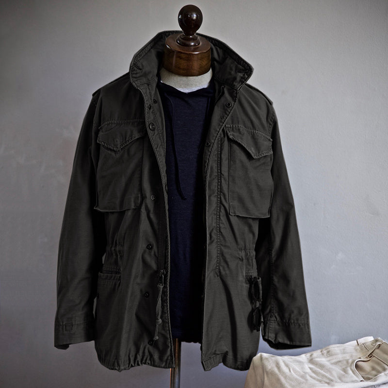 Men's vintage military field jacket, back view