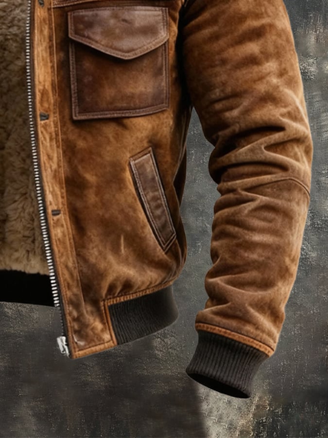 Men's sherpa lined winter jacket, detail
