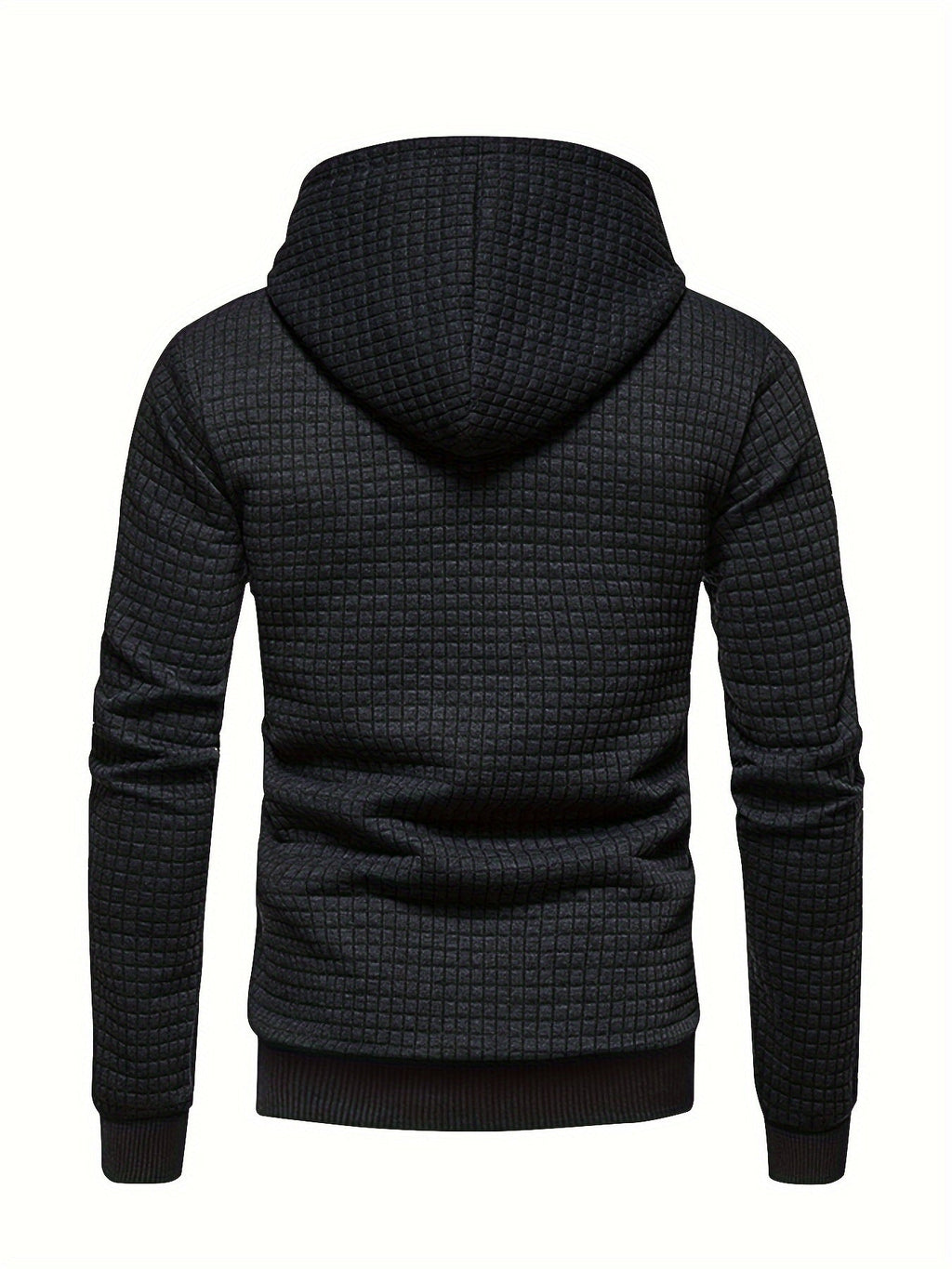 Men's waffle textured hooded pullover, view 9