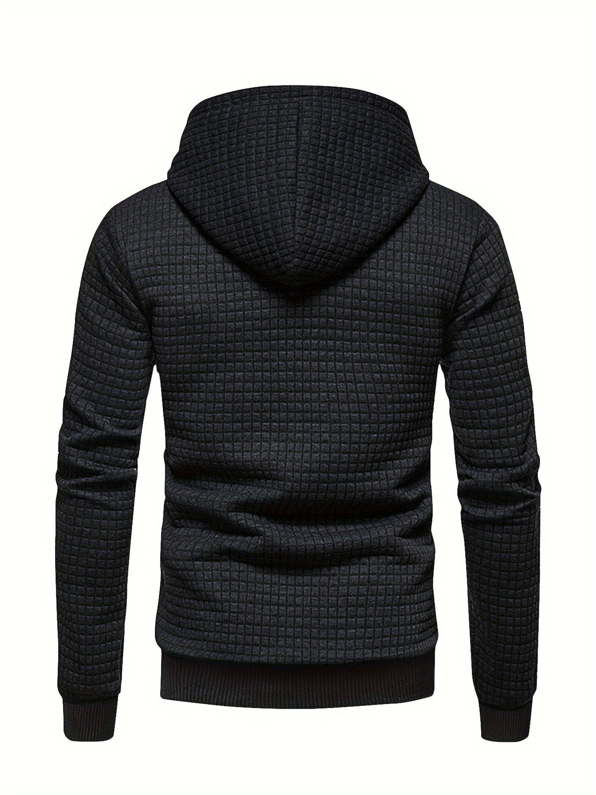Men's waffle textured hooded pullover, view 9