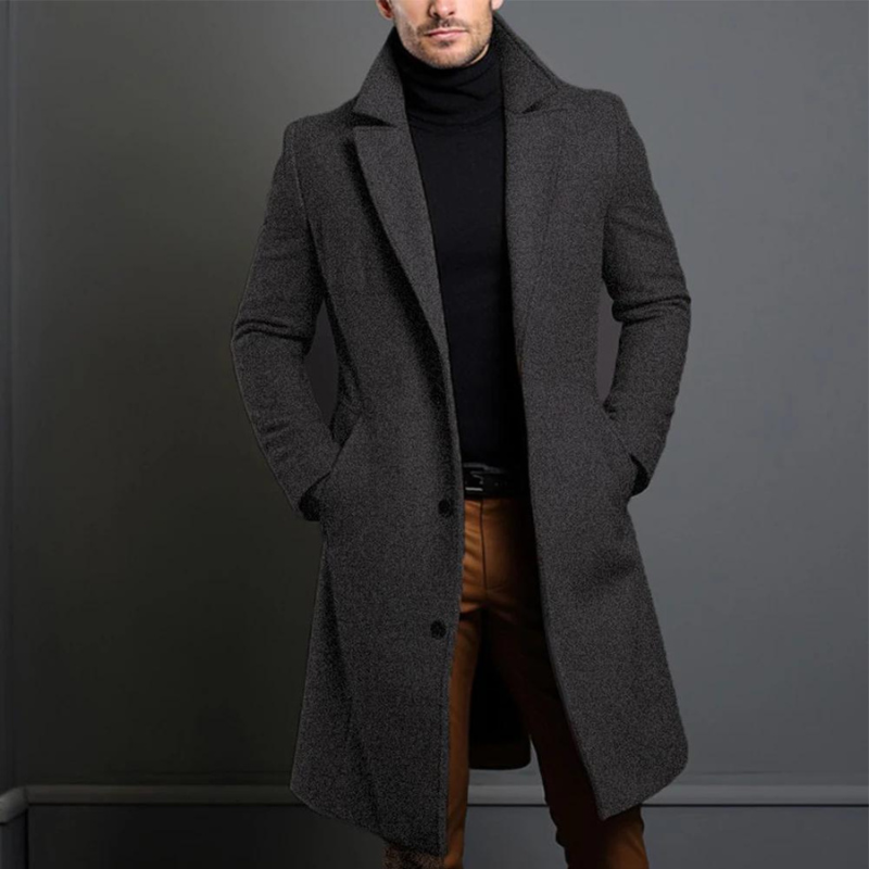 Men's classic fit wool overcoat, back view