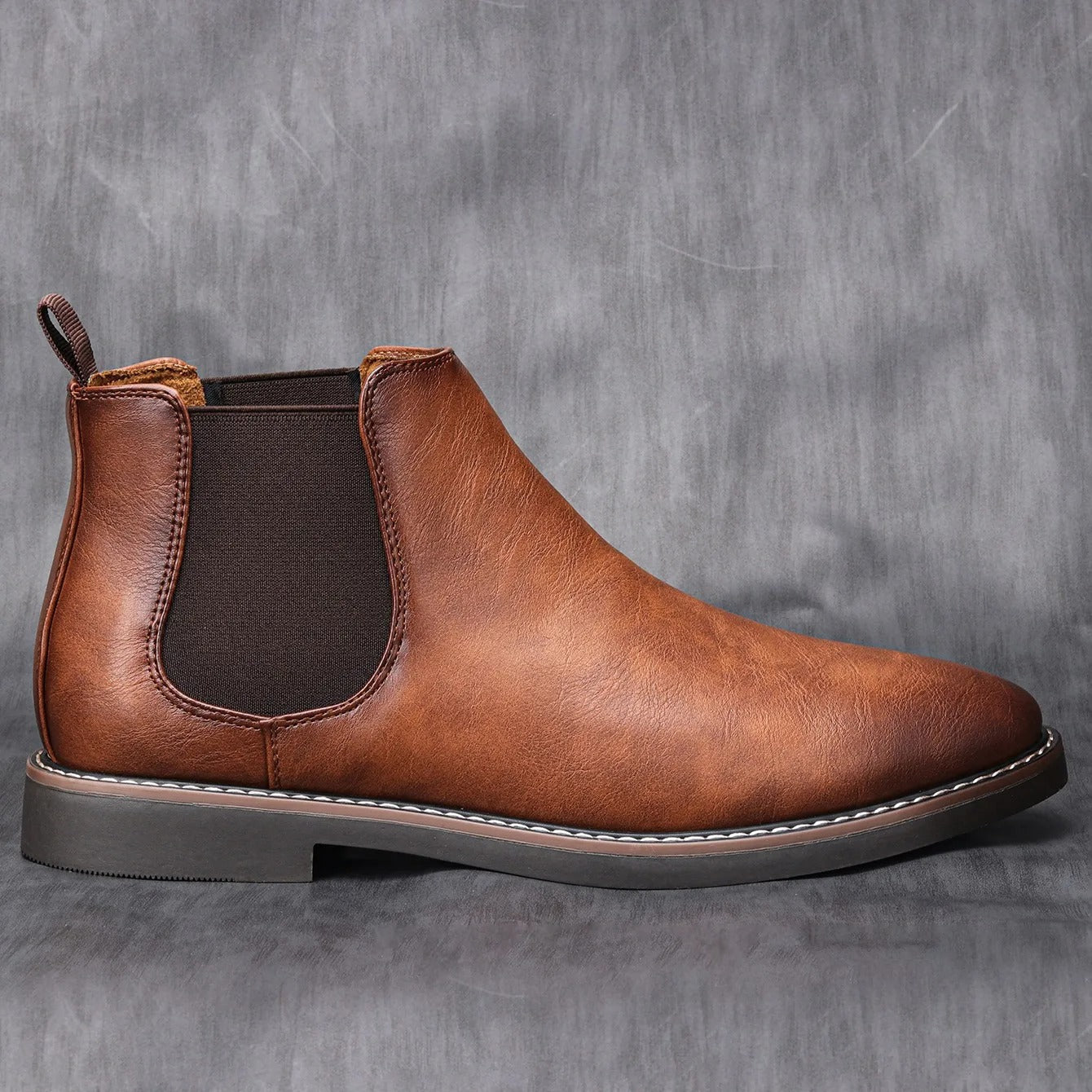 Men's leather chelsea boots, back view