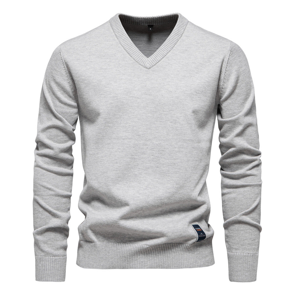 Men's classic v neck cotton jumper