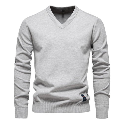 Men's classic v neck cotton jumper