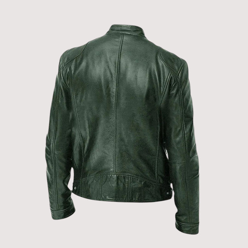 Men's classic leather zip jacket, view 8