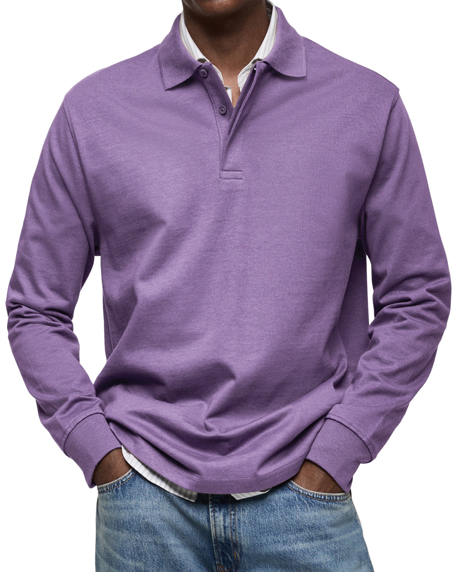 Men's classic long sleeve polo shirt, view 8