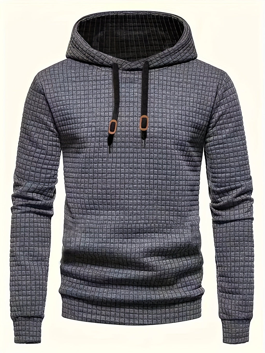 Men's subtle texture hooded sweatshirt, back view
