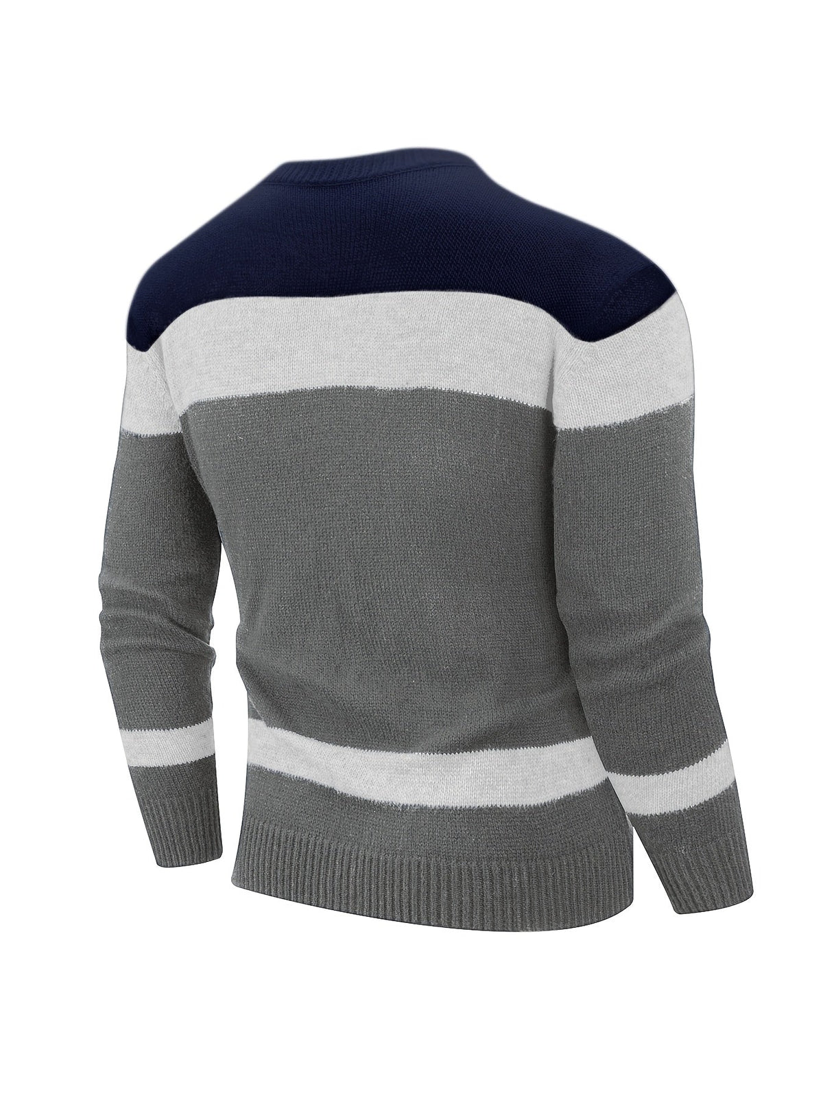 Men's colour block cable knit crew jumper, view 10