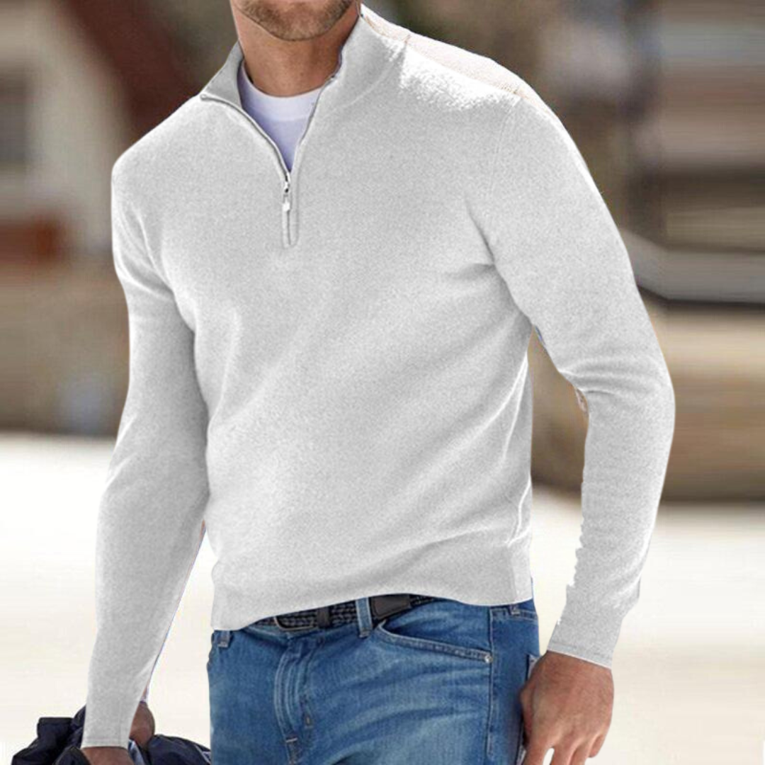 Men's premium half zip jumper, back view