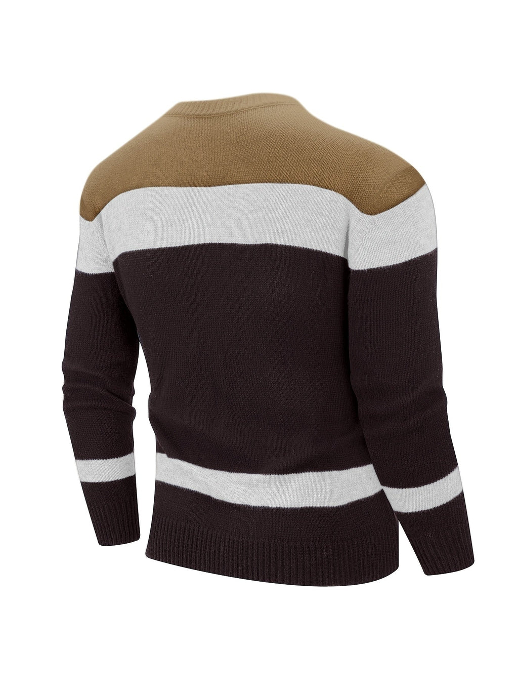 Men's colour block cable knit crew jumper, view 7