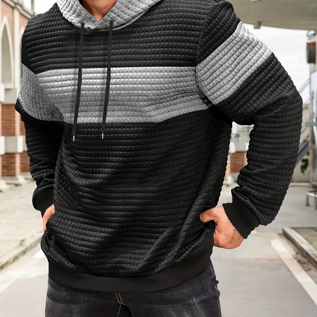 Whitfield | Colour Block Textured Hoodie