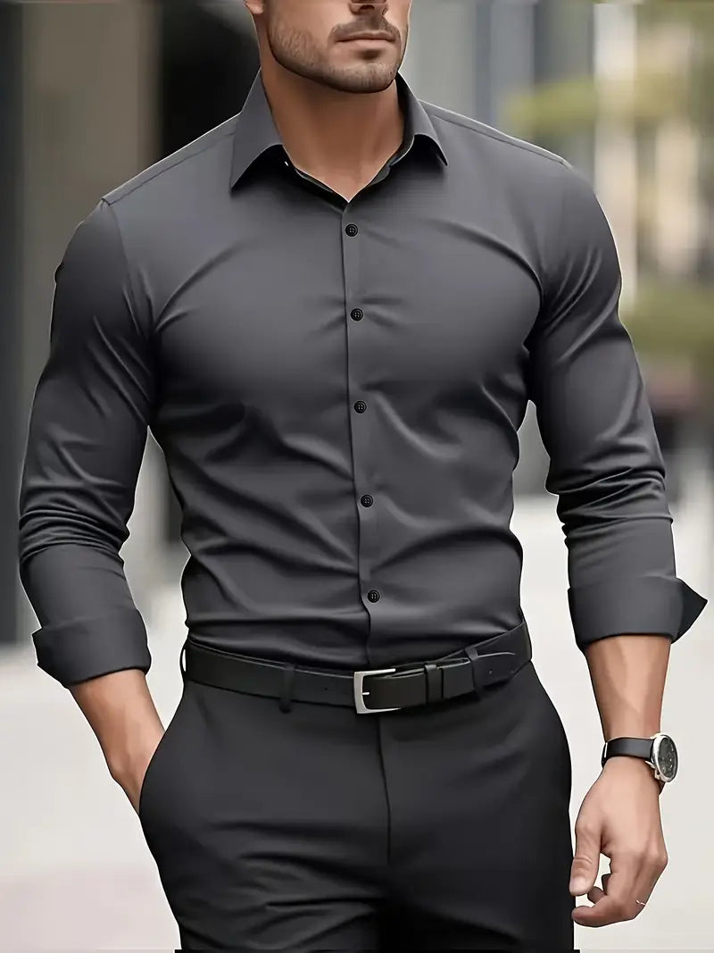 Men's breathable tailored long sleeve shirt, view 6