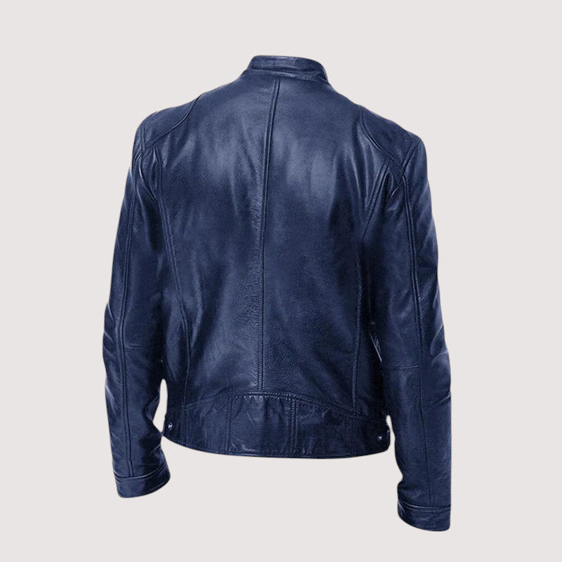 Men's classic leather zip jacket, view 9