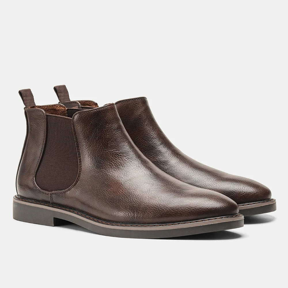 Men's leather chelsea boots, side view