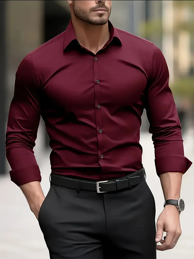 Men's breathable tailored long sleeve shirt, back view
