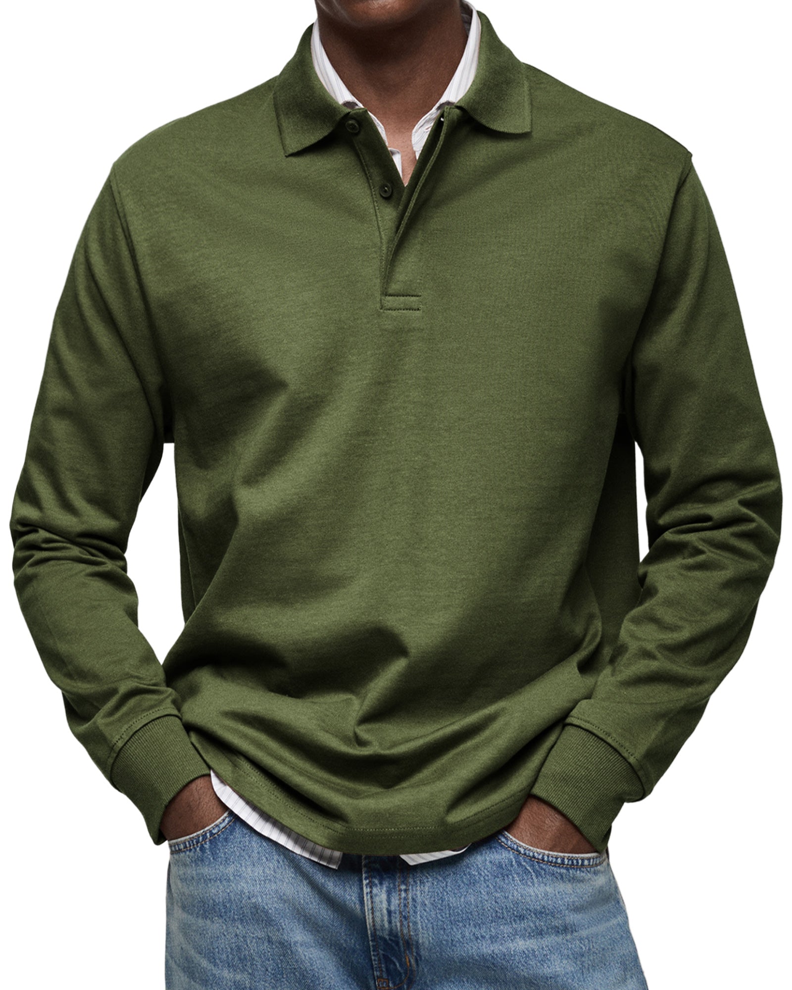 Men's classic long sleeve polo shirt, view 9