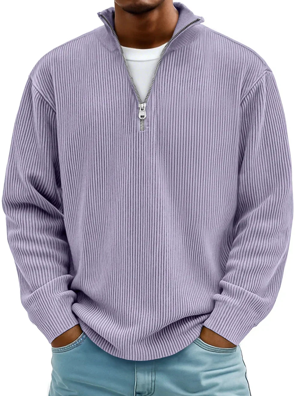 Men's classic knit crew pullover, back view