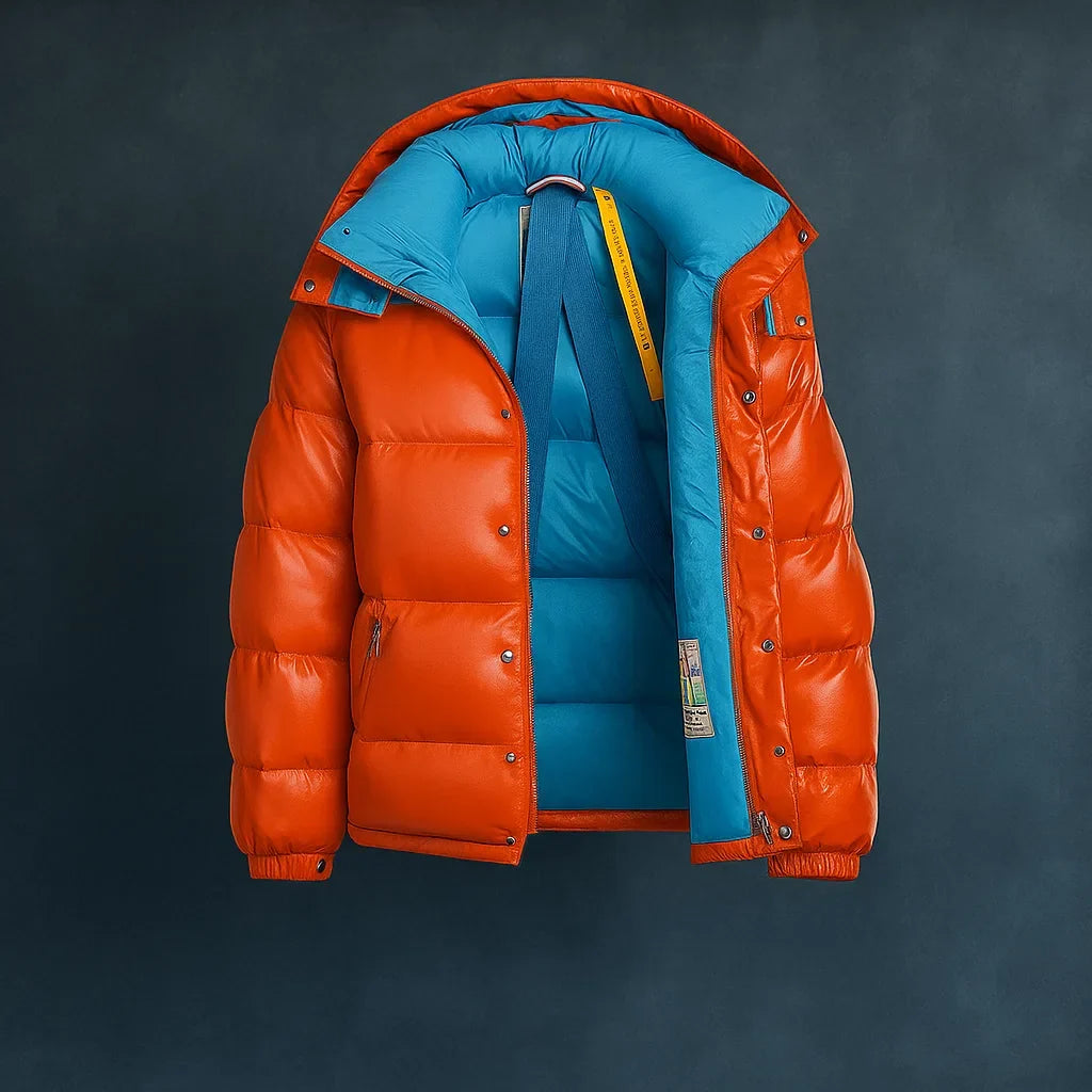 Men's thick padded full zip puffer jacket, view 10