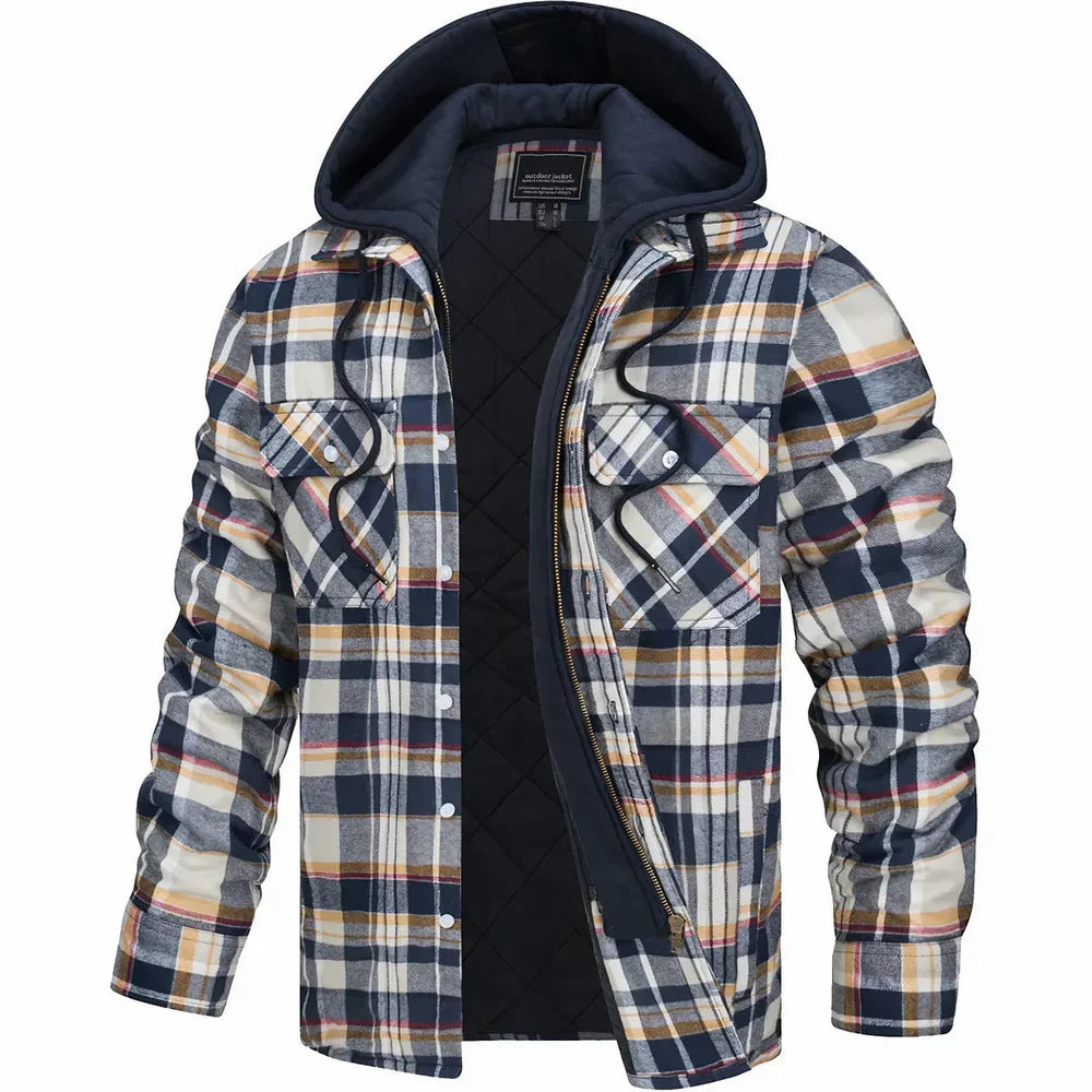 Men's structured check flannel jacket