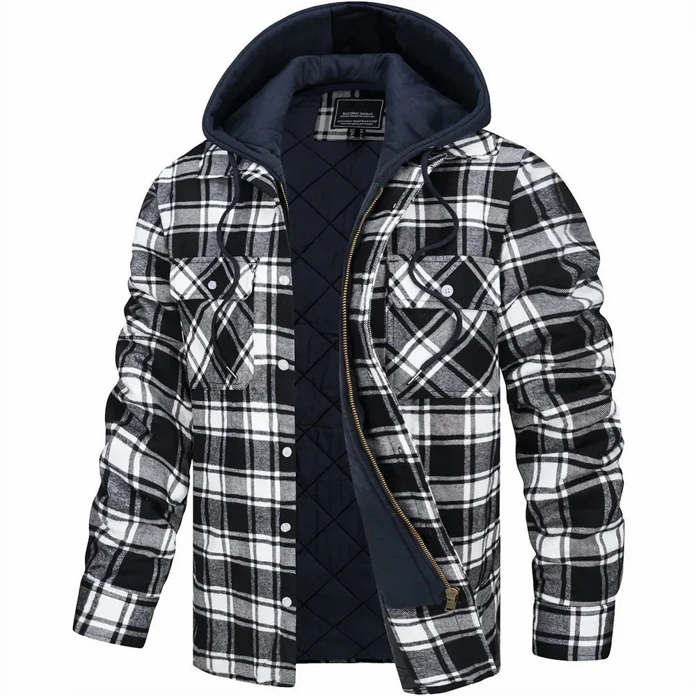 Men's structured check flannel jacket, detail