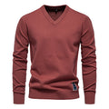 Men's classic v neck cotton jumper, detail