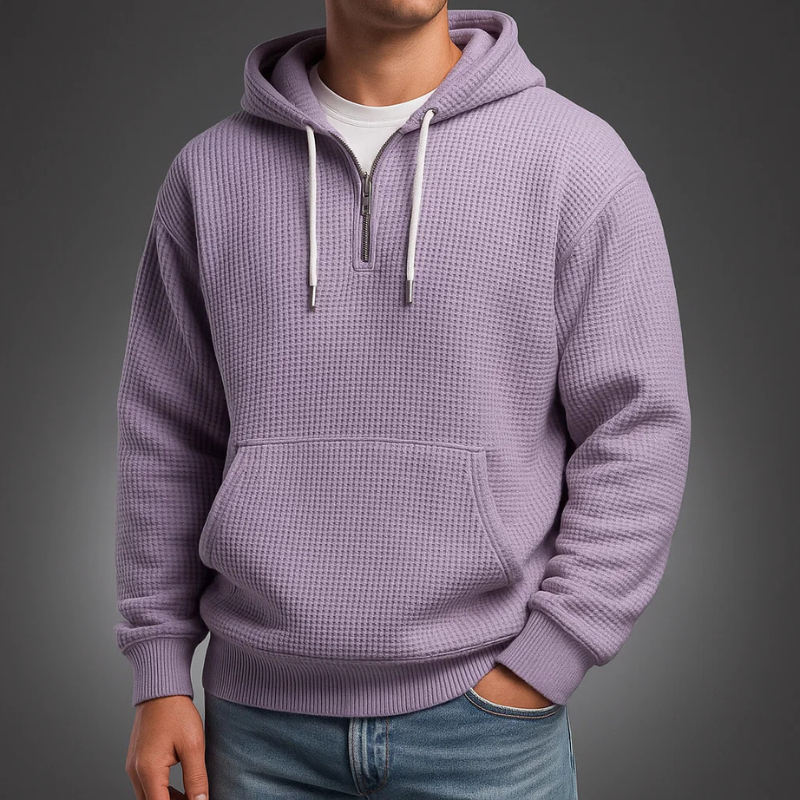 Men's waffle knit half zip hoodie, view 5