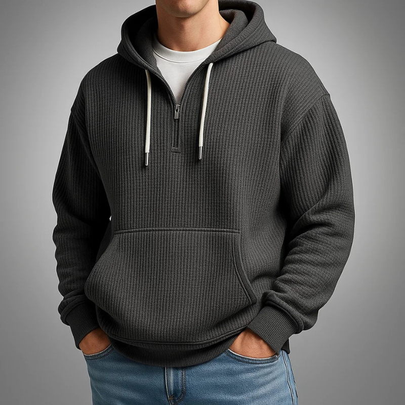 Men's waffle knit half zip hoodie, view 7