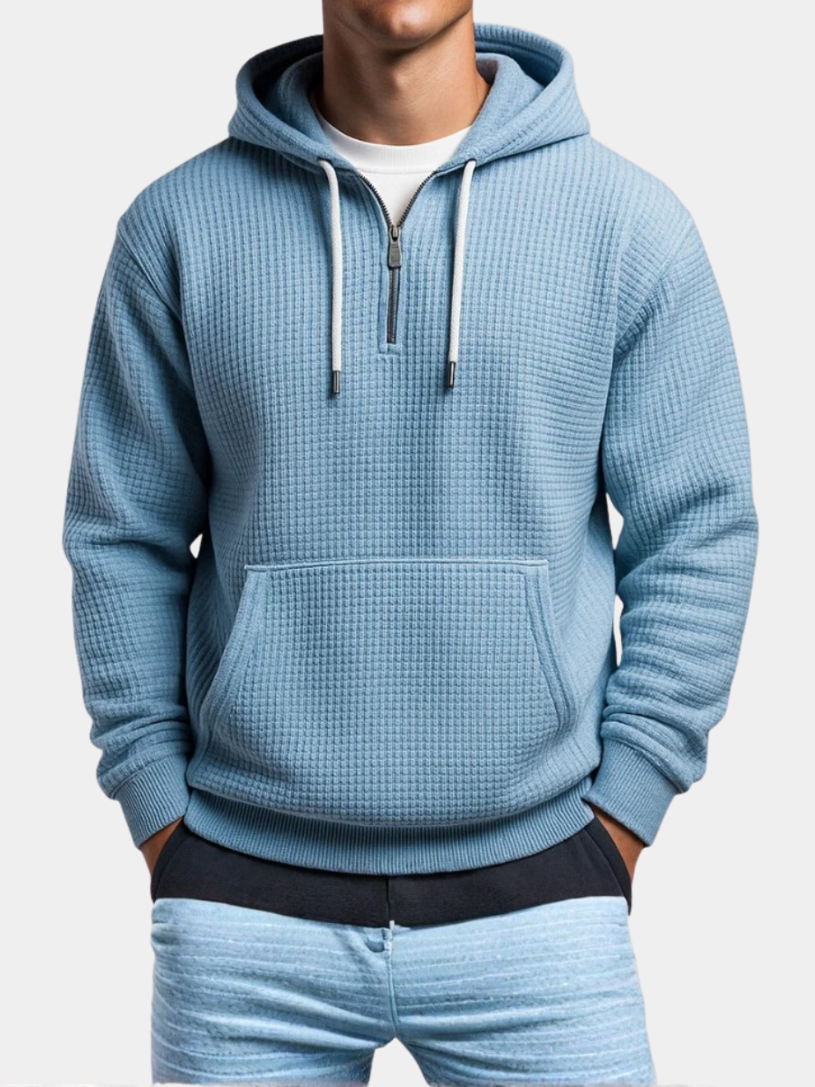 Men's waffle knit half zip hoodie